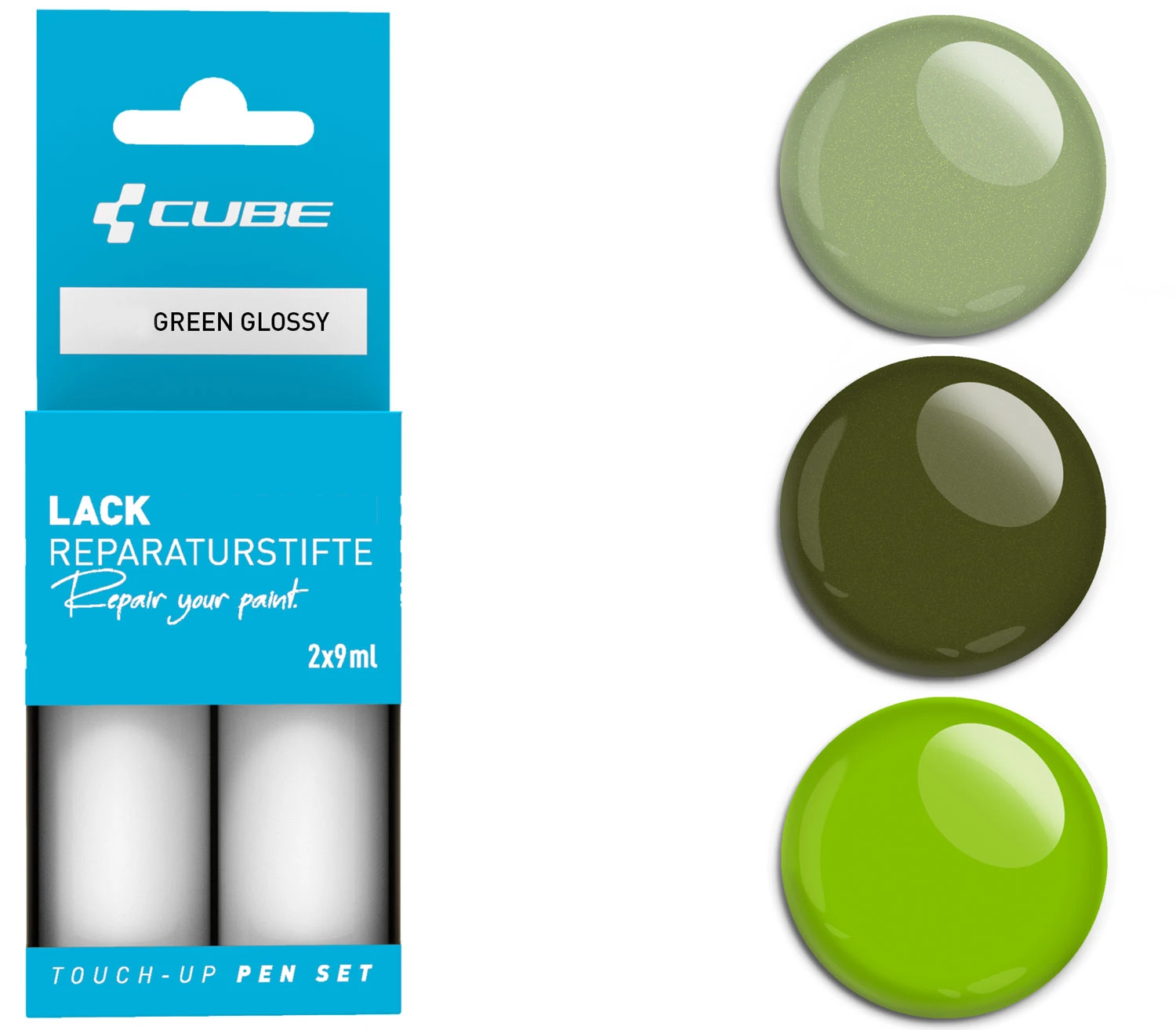 Cube Kit De Réparation De Peinture GREEN Glossy 3 Cube Kit De Réparation De Peinture GREEN Glossy